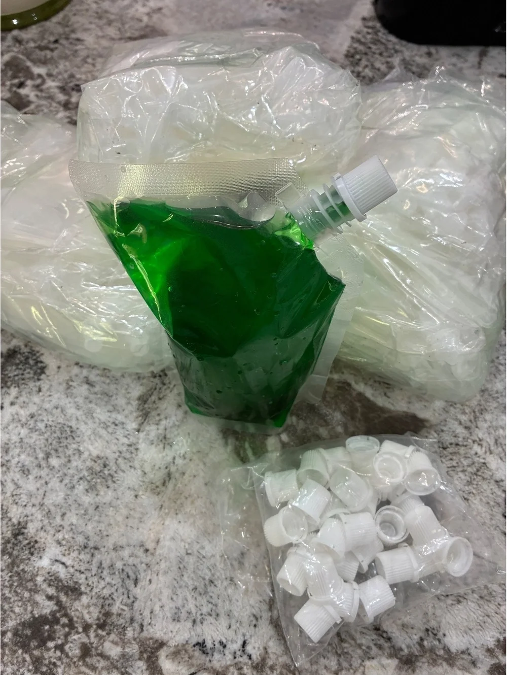 Reusable Clear Plastic Spout Pouch with White Cap - 10 Pack